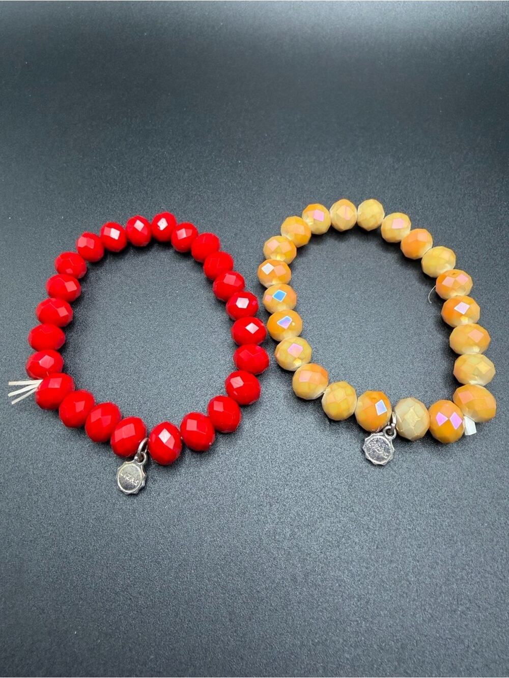 Lot of 2 Lizas Stretch Bracelets #N09 red yellow orange